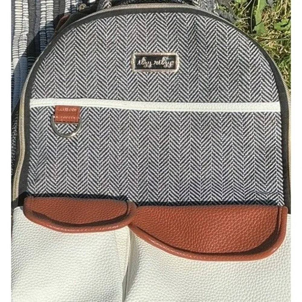Itzy Ritzy Diaper Bag Backpack Herringbone Faux Leather w/ Changing Pad Pockets